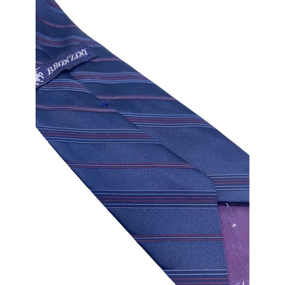 Vintage Bronzini Tie Textured Stripe Blue Horse Unicorn Logo Rockabilly 60s 70s - Picture 6 of 8